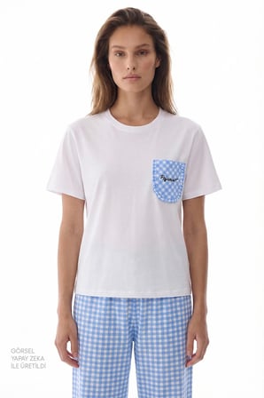 Gokyüzü Mavisi Pajama Time Pamuklu Pantolon Pijama Takımı