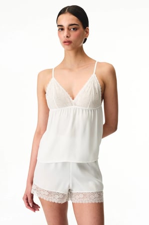 Kırık Beyaz Bridal Charming Şortlu Pijama Takımı