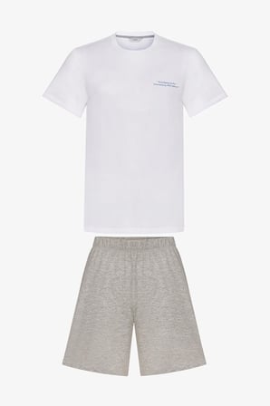 Erkek Calm Gri Kısa Kollu Şort Pijama Takımı