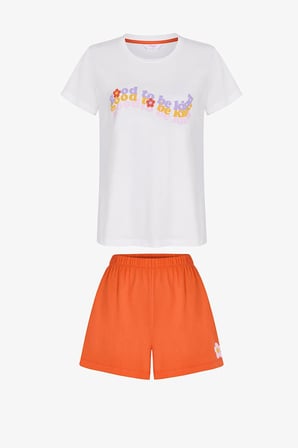 Kırık Beyaz Be Kind Pamuklu Şortlu Pijama Takımı