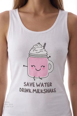 Pembe Milkshake İçecek Desenli Şort Pijama Takımı