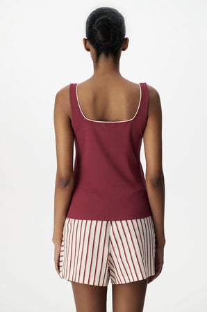 Bordo Sisterhood Pamuklu Atlet Pijama Üstü