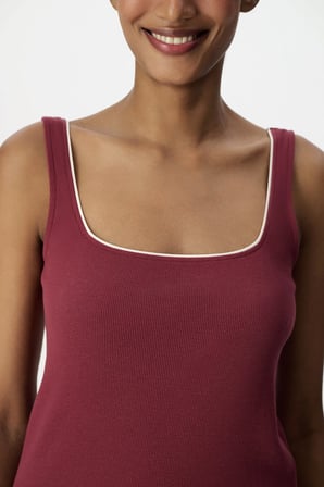 Bordo Sisterhood Pamuklu Atlet Pijama Üstü