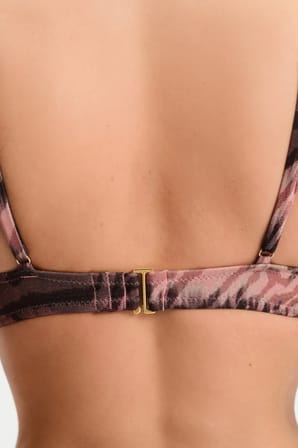 Cesira Pink Lol Zebra Desenli Simli Bikini Üstü