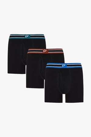 Erkek Dark Shift Geometrik Desenli Yüksek Bel 3'lü Boxer