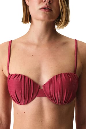 Fuşya Dayana Shell Simli Bikini Üstü
