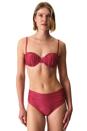 Fuşya Dayana Shell Simli Bikini Üstü