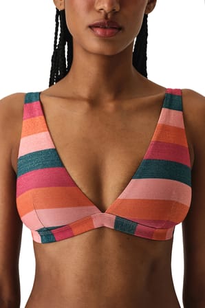 Renkli Devin Deep V Bikini Üstü