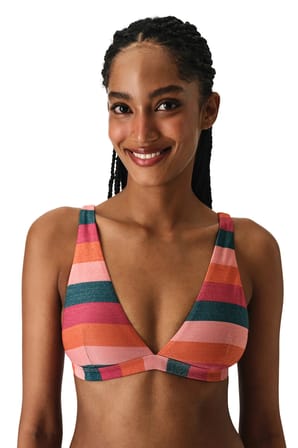 Renkli Devin Deep V Bikini Üstü