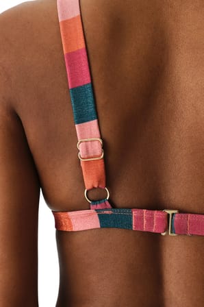 Renkli Devin Deep V Bikini Üstü