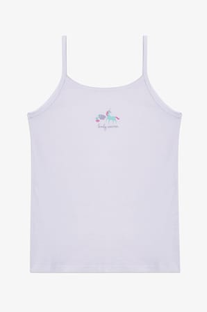 Kız Çocuk Kırık Beyaz Lovely Unicorn Desenli 2'li Atlet