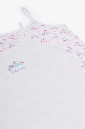 Kız Çocuk Kırık Beyaz Lovely Unicorn Desenli 2'li Atlet