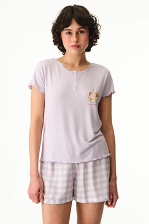 Lila Sweet Day Tişört Pijama Üstü