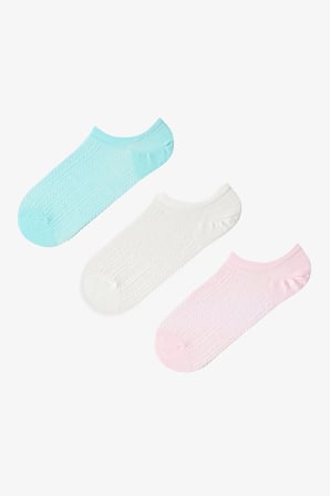 3 Çift Pamuklu Kendinden Desenli Sneaker Çorap