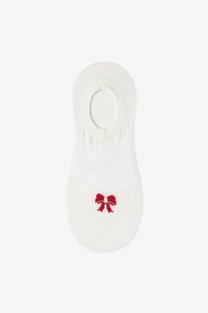 3 Çift Burun Dikişsiz Pamuklu Renkli Fiyonk Desenli Sneaker Çorap