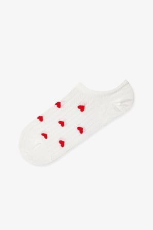 3 Çift Burun Dikişsiz Pamuklu Renkli Kalp Desenli Sneaker Çorap