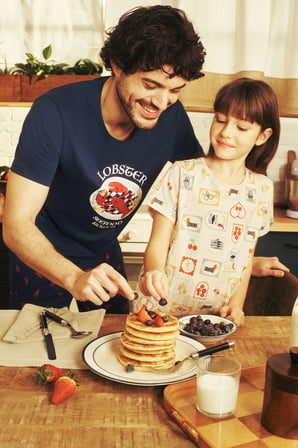 Kız Çocuk Mavi French Meal 2'li Pijama Takımı