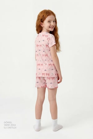 Kız Çocuk Mint Yesili The Garden Kısa Kollu 2'li Pijama Takımı