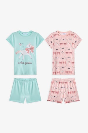 Mint Yeşili Kız Çocuk in The Garden Pamuklu 2'li Pijama Takımı
