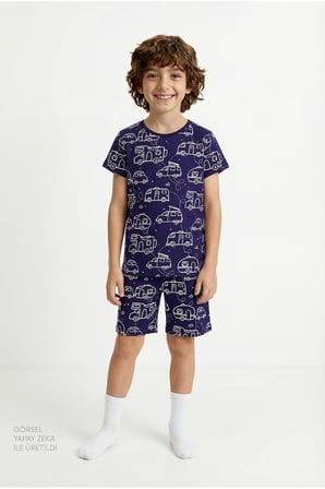Mint Yeşili Erkek Çocuk Adventure Await Pamuklu 2'li Pijama Takımı