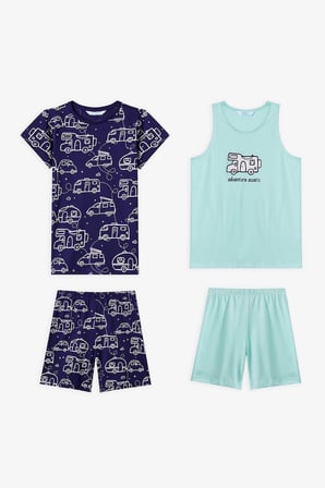 Mint Yeşili Erkek Çocuk Adventure Await Pamuklu 2'li Pijama Takımı