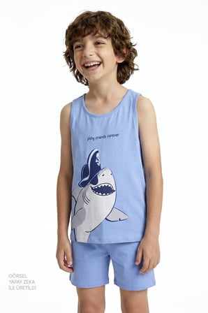 Erkek Çocuk Mavi Fishy Friends 2'li Pijama Takımı