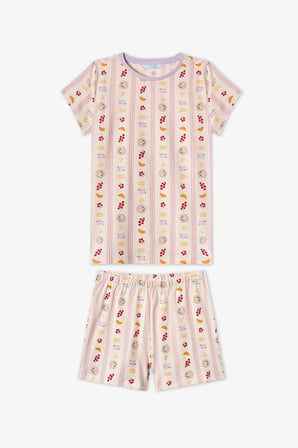 Lila Kız Çocuk Picnic Pamuklu 2'li Pijama Takımı
