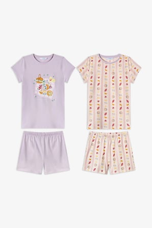 Kız Çocuk Lila Picnic Kısa Kollu 2'li Pijama Takımı