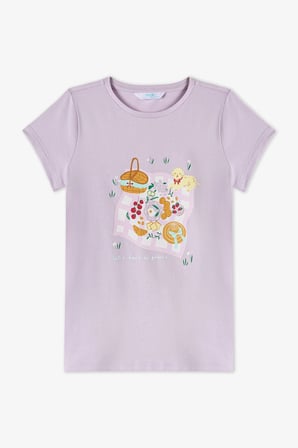 Kız Çocuk Lila Picnic Kısa Kollu 2'li Pijama Takımı