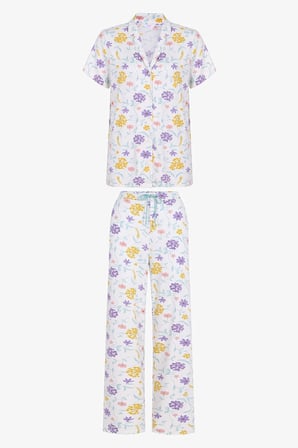 Kırık Beyaz Blossom Gömlek Pantolon Pijama Takımı