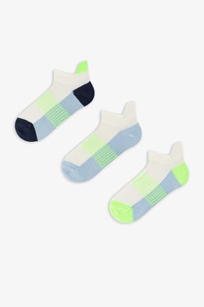Erkek Çocuk Neon Yeşil Blue Geometrik Desenli Pamuklu 3 Çift Patik Çorap