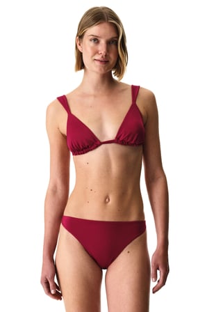 Bordo Evelyn Üçgen Simli Bikini Üstü