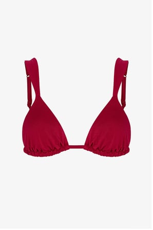 Bordo Evelyn Üçgen Simli Bikini Üstü