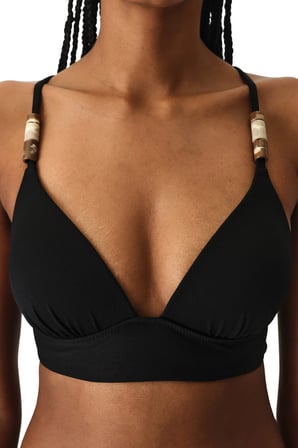 Si̇yah Montana Push Up Bralet Dokulu Bikini Üstü