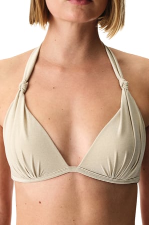 Bej Devon Büzgülü Simli Bikini Üstü