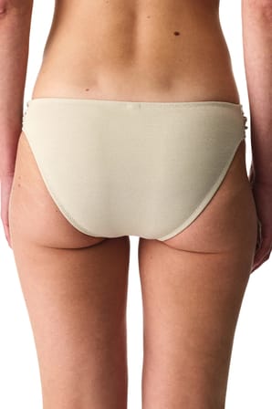 Bej Devon Büzgülü Side Simli Orta Bel Bikini Altı