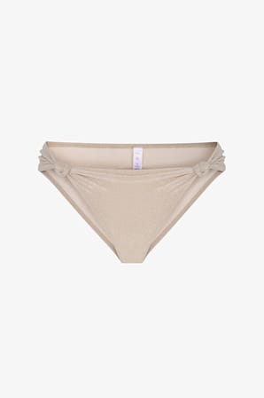 Bej Devon Büzgülü Side Simli Orta Bel Bikini Altı