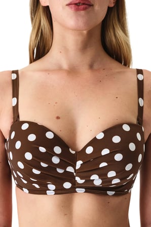 Renkli Polka Dot Lotus Straplez Bikini Üstü