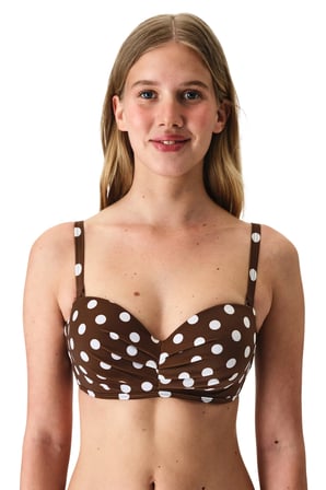 Renkli Polka Dot Lotus Straplez Bikini Üstü