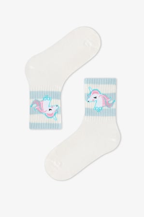 Kız Çocuk Marsmelov Unicorn Lines 3 Çift Soket Çorap