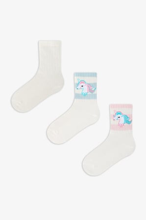 Kız Çocuk Marsmelov Unicorn Lines 3 Çift Soket Çorap