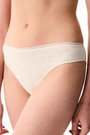 Krema Pembesi Pointel Çiçekli Slip Külot