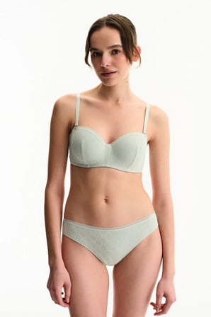 Açık Yeşil Pointel Çiçekli Slip Külot