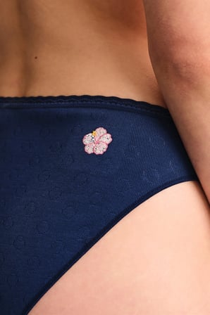Lacivert Pointel Çiçekli Slip Külot