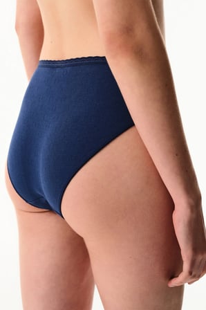 Lacivert Pointel Çiçekli Slip Külot