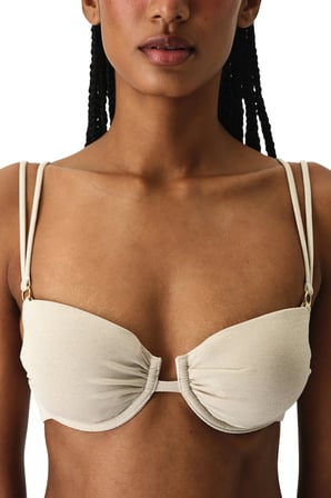 Bej Devon Balen Simli Bikini Üstü