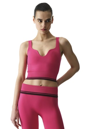 Pembe Seamless Dikişsiz Kalp Yaka Çıkarılabilir Pedli Spor Sütyeni