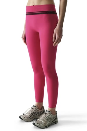 Pembe Seamless Dikişsiz Katlanabilir Yüksek Bel Tayt
