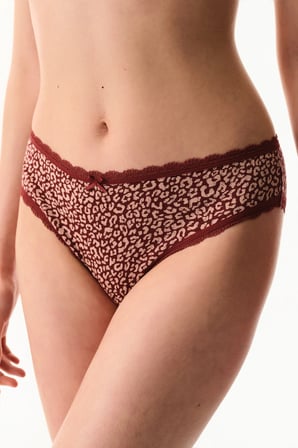 Bordo Pointel Leopar Desenli Slip Külot