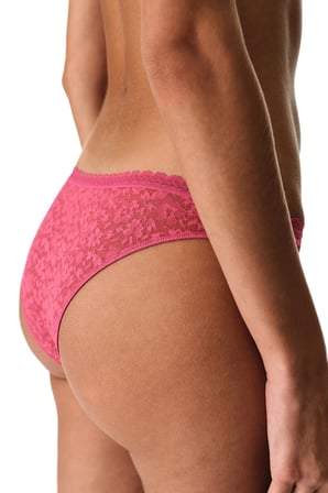 Fuşya Easy Lace Dantel V Model Brazilian Külot